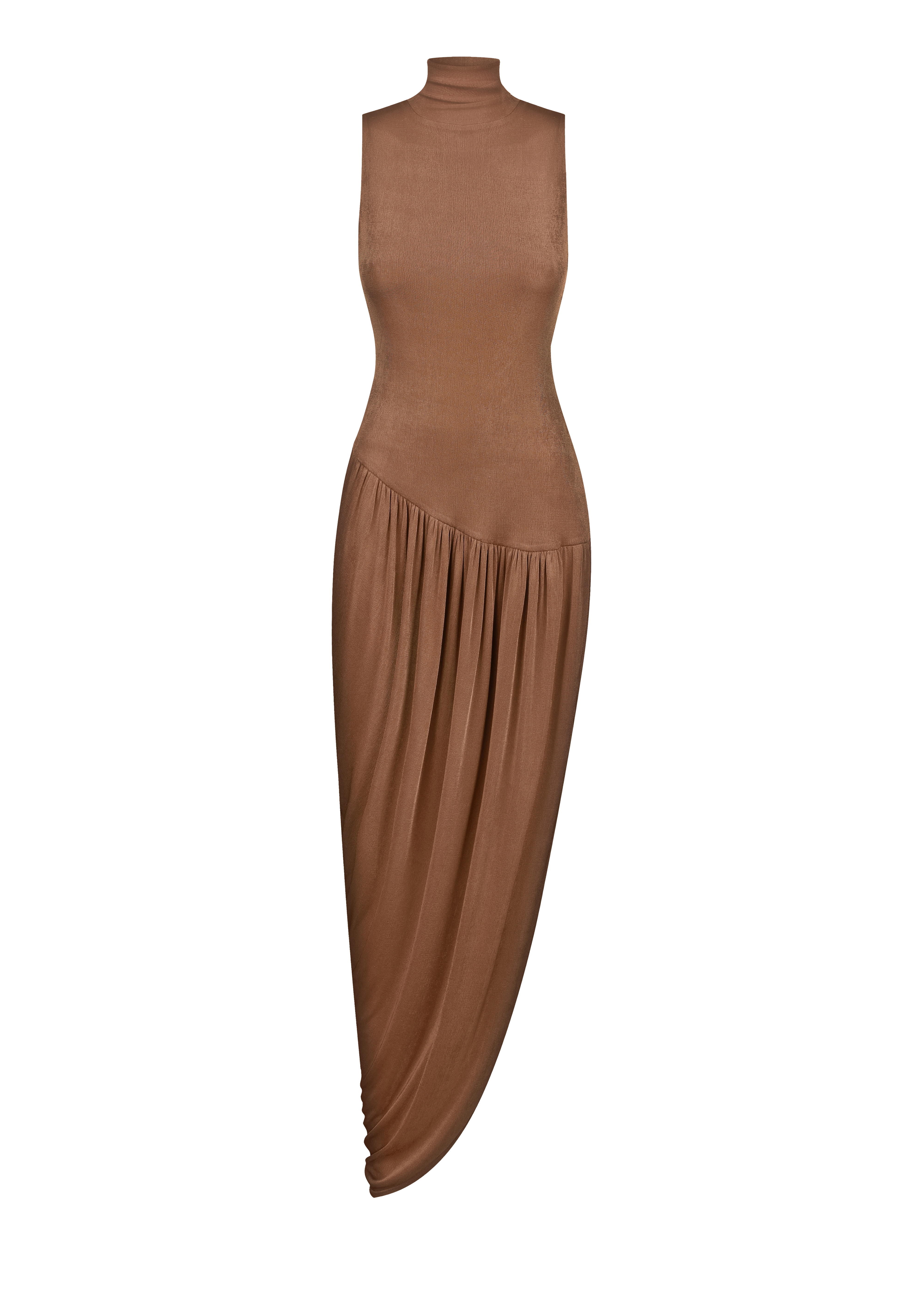 brown sleeveless turtleneck dress Sleeveless Turtleneck Maxi Knit Sweater Dress Chocolate / Extra small