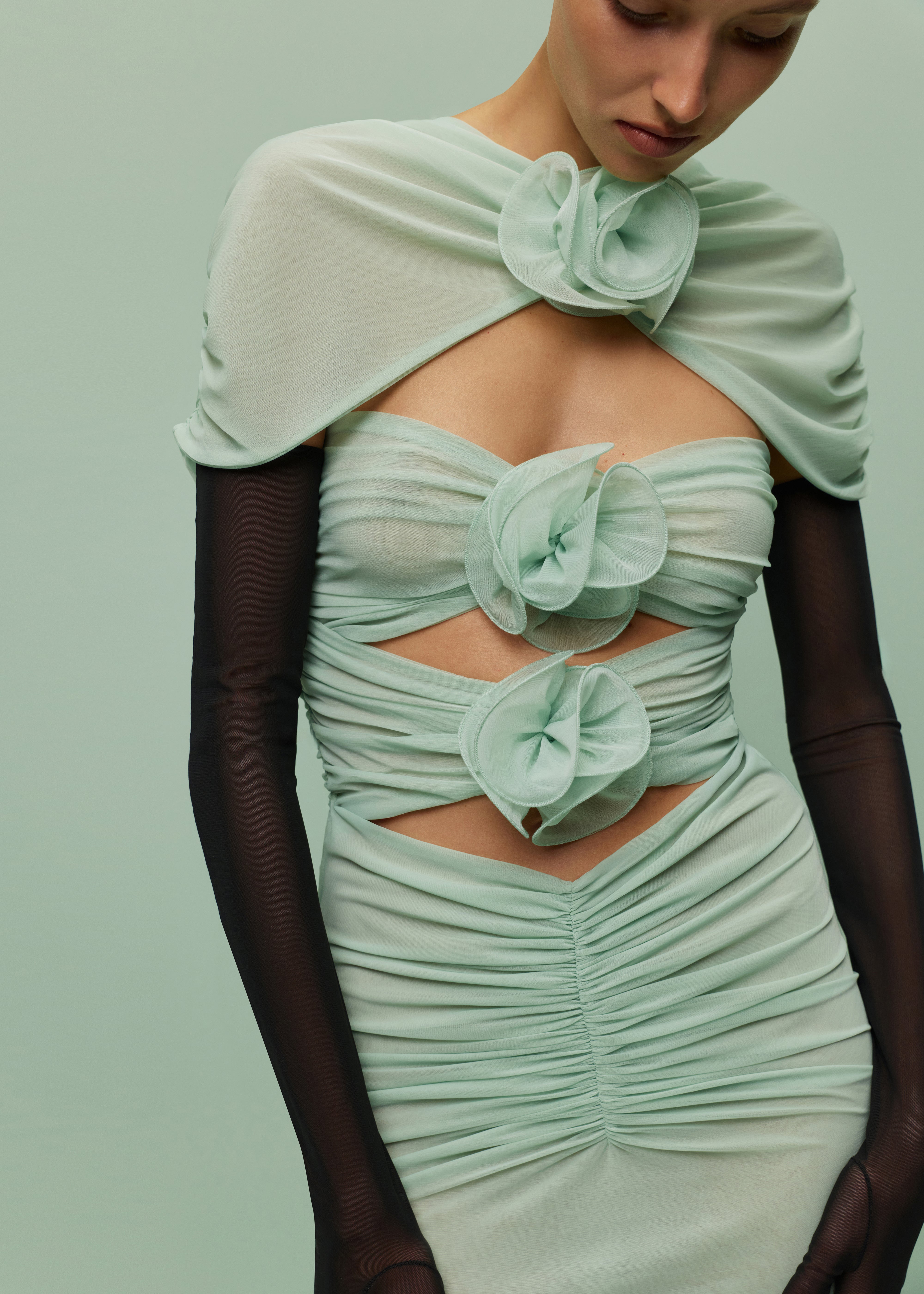 green orchid dress ABIGAIL Sage Green Orchid Halterneck Maxi Dress