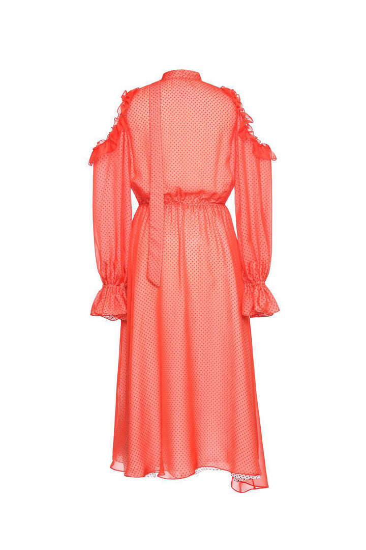 Cold shoulder deep slit dress