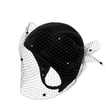Velvet capor with veil and crystals