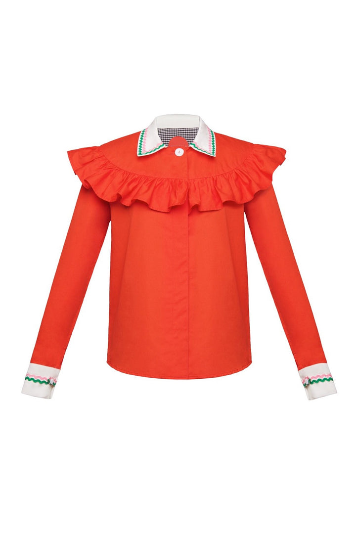 Shirt with ruffled basque