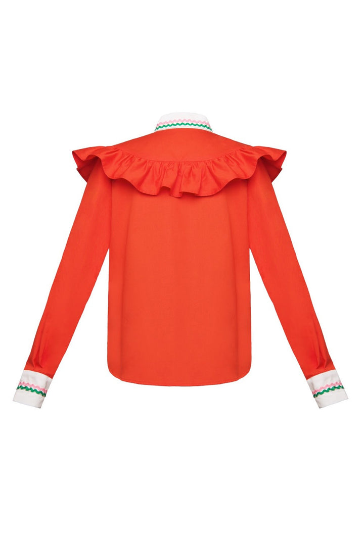 Shirt with ruffled basque