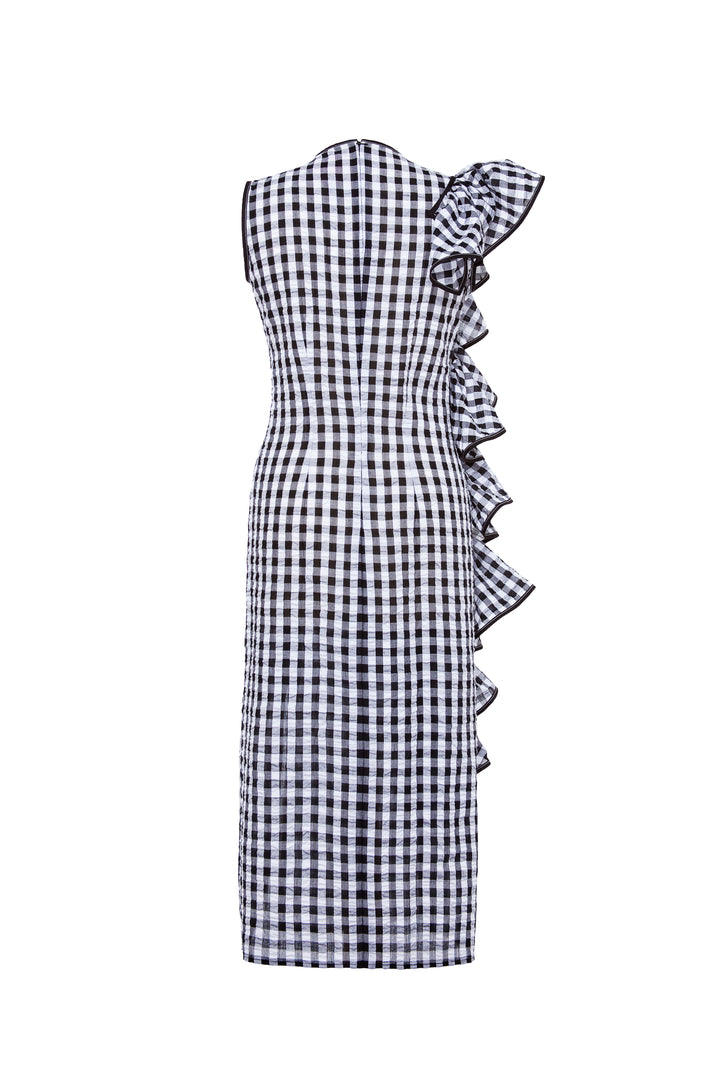 Ruffled asymmetric dress