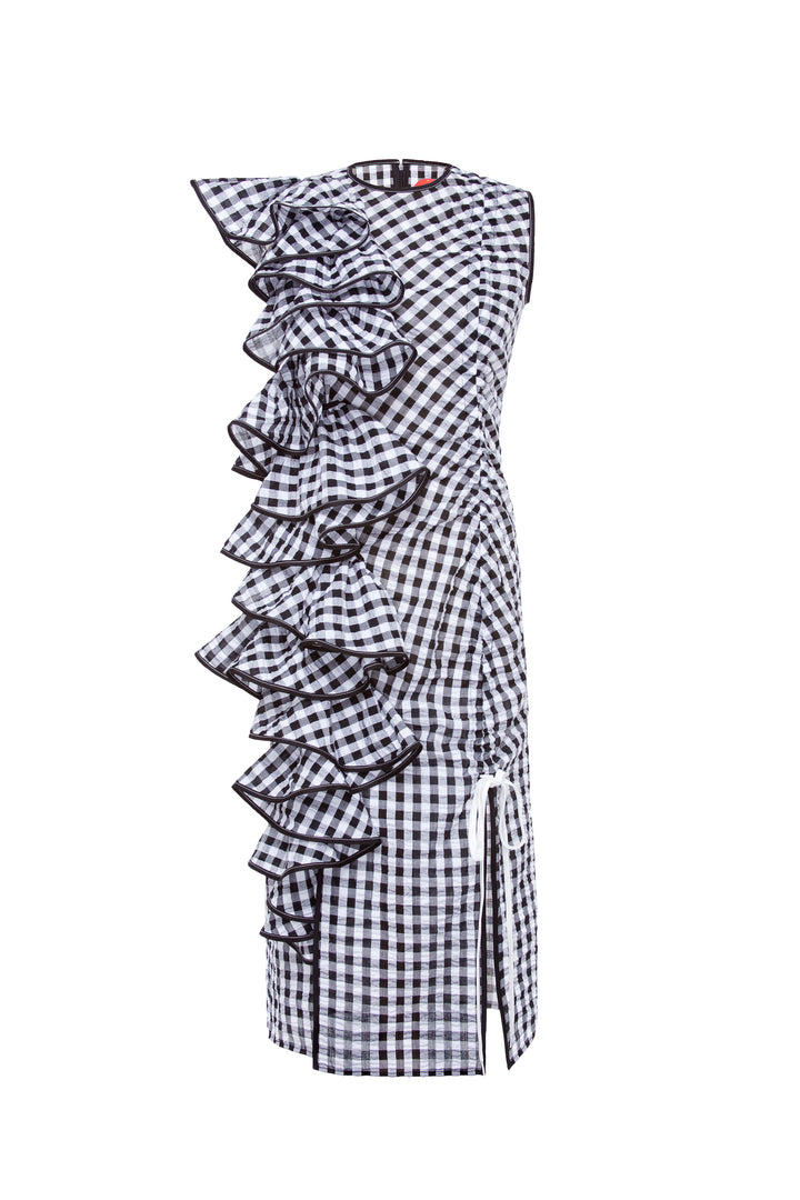 Ruffled asymmetric dress