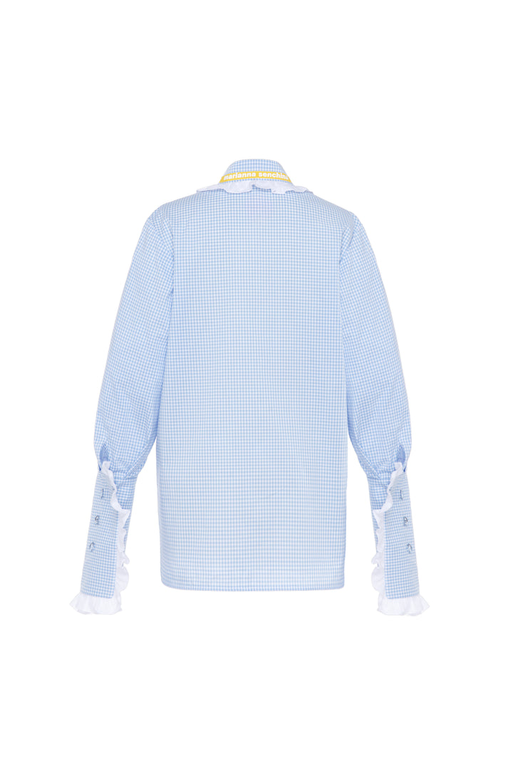 Shirt with ruffled collar