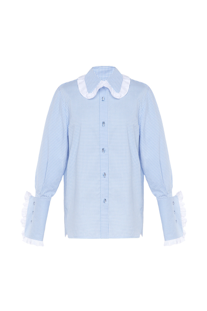 Shirt with ruffled collar