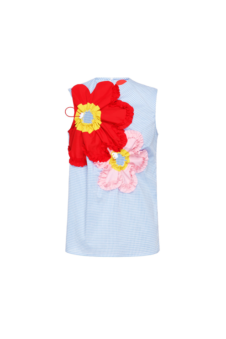 Top with ruffled flower