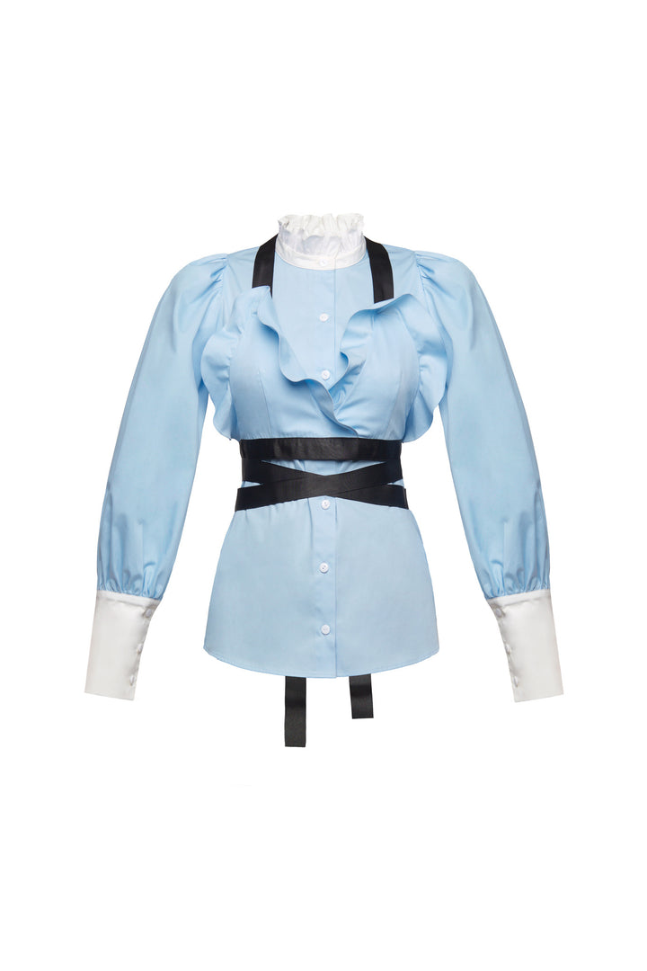 Shirt with ruffled bra