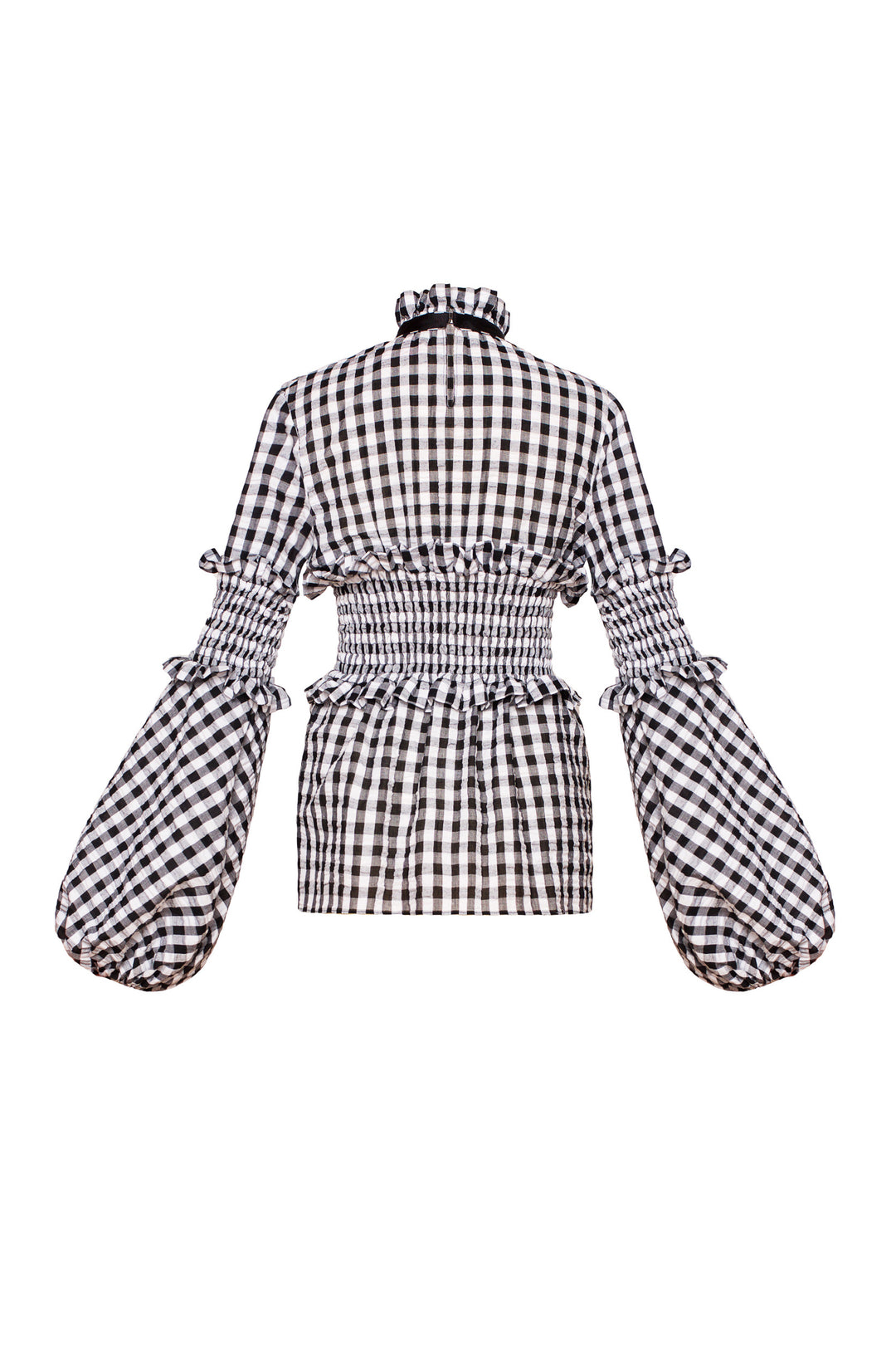 Elastic waist top with ruff collar