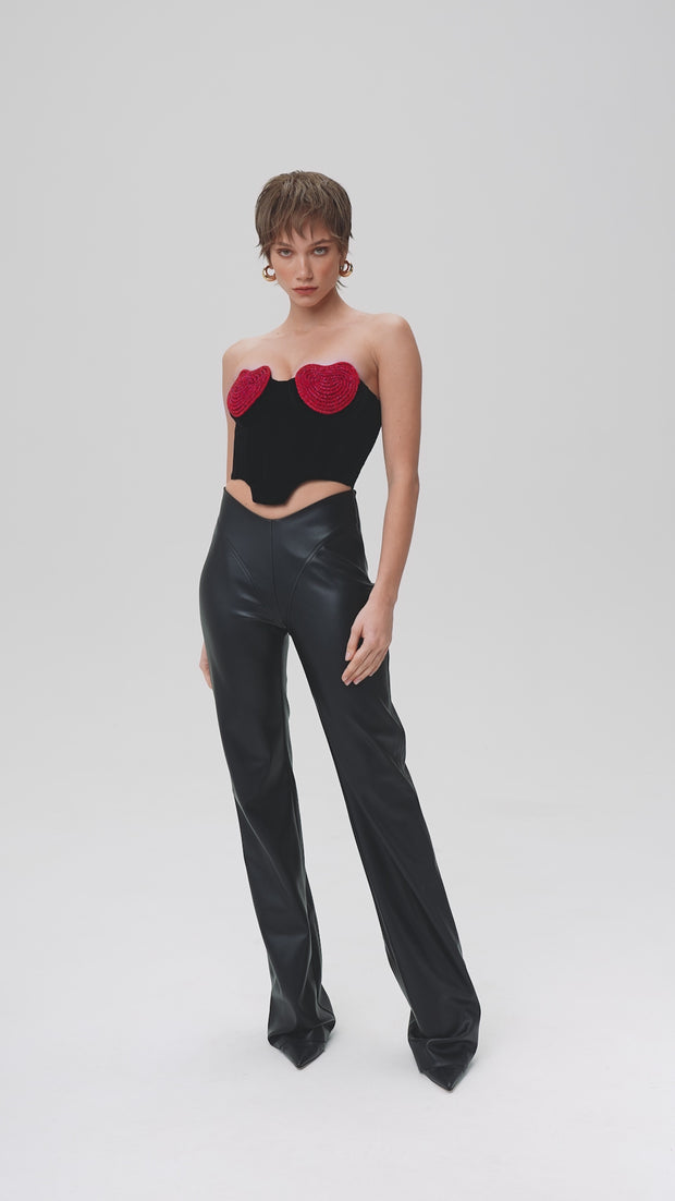 【I AM MARI】23FW★ Senita Heart Neck Tweed Sleeveless OP Red Heart top – Marianna Senchina