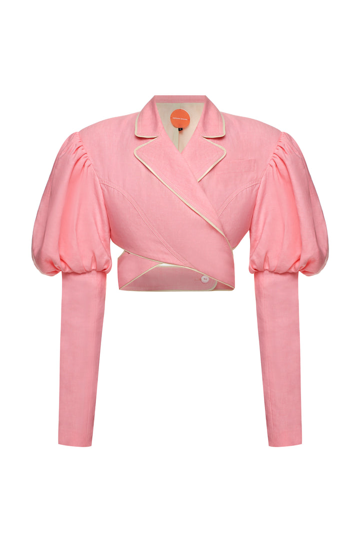 Baby pink cross-body jacket