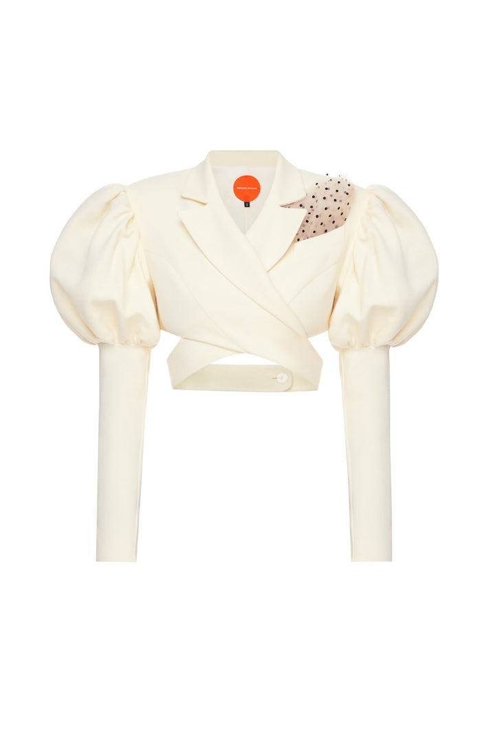 Wool cropped milky jacket
