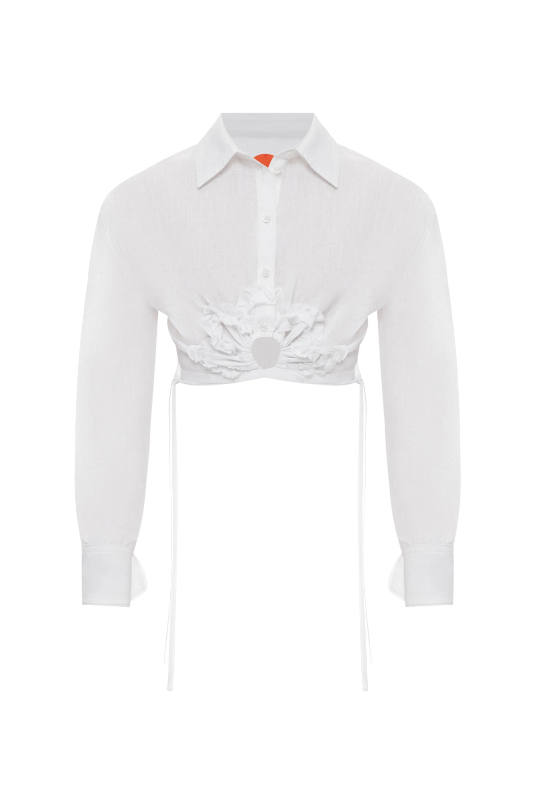 White flower-intarsia shirt