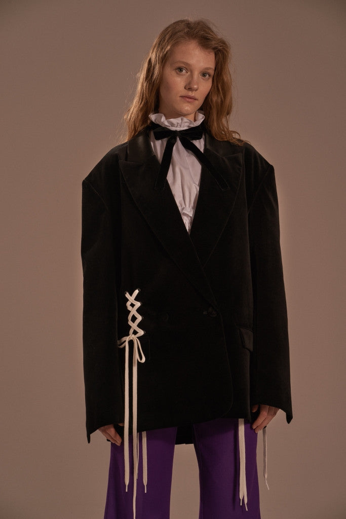 Velvet oversize boyfriend jacket