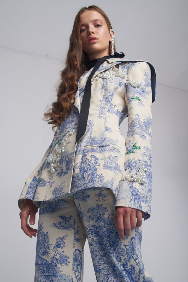 French print pants
