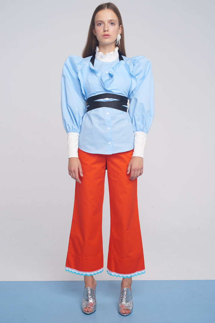Shirt with ruffled bra