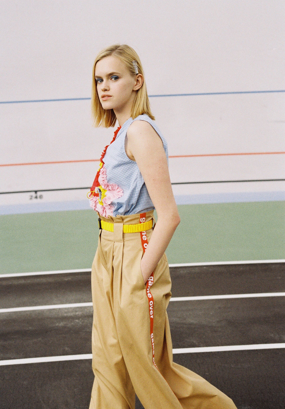 High waist wide leg pants