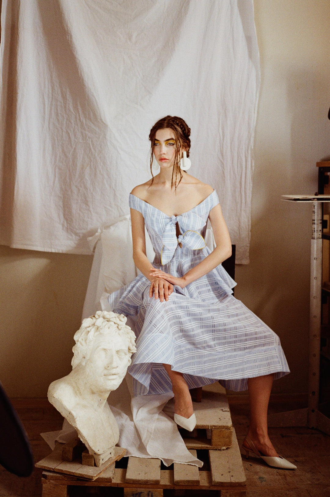 Off-the-shoulder midi dress