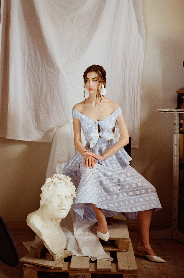 Off-the-shoulder midi dress